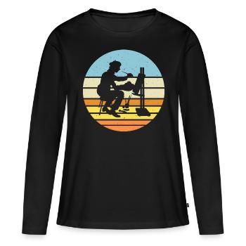 Artiste - T-shirt manches longues Premium bio Femme - noir - Devant - Julia (174cm)