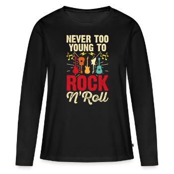 Rock n Roll Rock And Roll - T-shirt manches longues Premium bio Femme - noir - Devant - Julia (174cm)