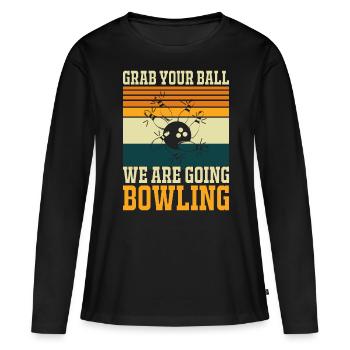 Bowling - T-shirt manches longues Premium bio Femme - noir - Devant - Julia (174cm)