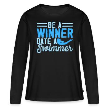 Flotteur de natation - T-shirt manches longues Premium bio Femme - noir - Devant - Julia (174cm)
