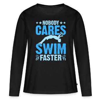 Flotteur de natation - T-shirt manches longues Premium bio Femme - noir - Devant - Julia (174cm)