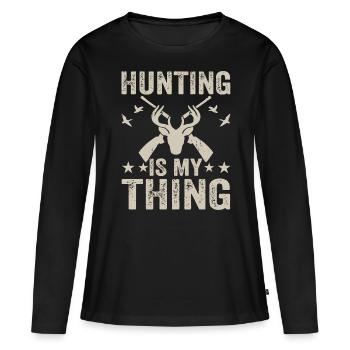 Jäger Jagen - Frauen Premium Bio Langarmshirt - Schwarz - Vorne - Julia (174cm)