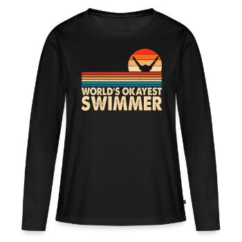 Flotteur de natation - T-shirt manches longues Premium bio Femme - noir - Devant - Julia (174cm)