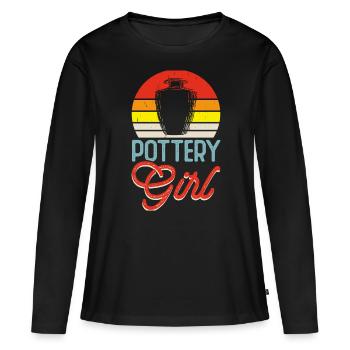 Poterie Poterie Poterie - T-shirt manches longues Premium bio Femme - noir - Devant - Julia (174cm)