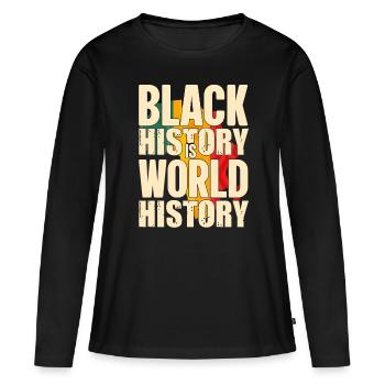 Mois de l’histoire des Noirs Histoire des Noirs - T-shirt manches longues Premium bio Femme - noir - Devant - Julia (174cm)