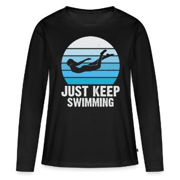 Flotteur de natation - T-shirt manches longues Premium bio Femme - noir - Devant - Julia (174cm)