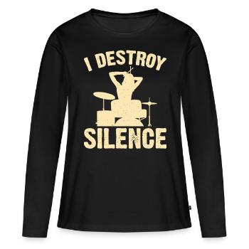 Batterie Batteur Batteur - T-shirt manches longues Premium bio Femme - noir - Devant - Julia (174cm)