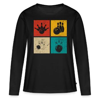 Bowling - T-shirt manches longues Premium bio Femme - noir - Devant - Julia (174cm)