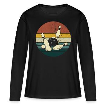 Bowling - T-shirt manches longues Premium bio Femme - noir - Devant - Julia (174cm)