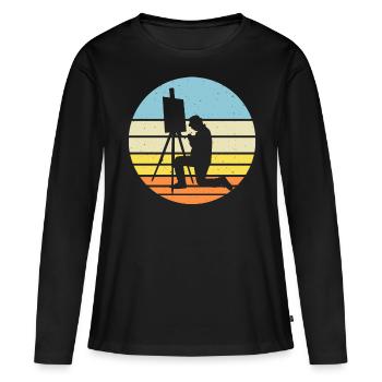 Artiste - T-shirt manches longues Premium bio Femme - noir - Devant - Julia (174cm)