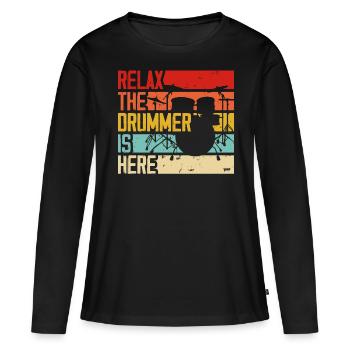 Batterie Batteur Batteur - T-shirt manches longues Premium bio Femme - noir - Devant - Julia (174cm)