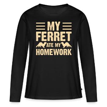 Frettchen - Frauen Premium Bio Langarmshirt - Schwarz - Vorne - Julia (174cm)