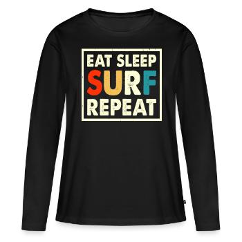 Surfeur - T-shirt manches longues Premium bio Femme - noir - Devant - Julia (174cm)
