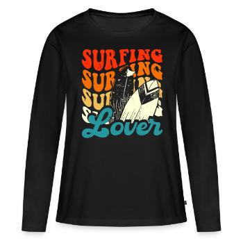 Surfeur - T-shirt manches longues Premium bio Femme - noir - Devant - Julia (174cm)