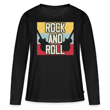 Rock and roll - T-shirt manches longues Premium bio Femme - noir - Devant - Julia (174cm)