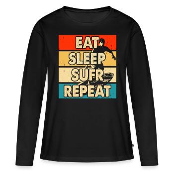 Surfeur - T-shirt manches longues Premium bio Femme - noir - Devant - Julia (174cm)