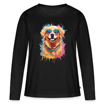 Golden Retriever Color Splash Lunettes de soleil Fraîcheur - T-shirt manches longues Premium bio Femme - noir - Devant - Julia (174cm)