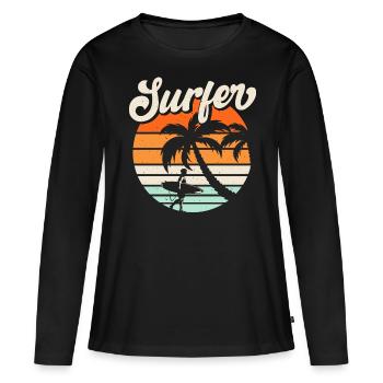 Surfeur - T-shirt manches longues Premium bio Femme - noir - Devant - Julia (174cm)
