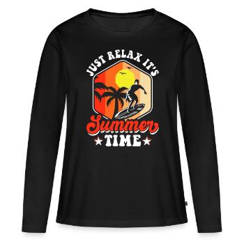 Surfeur - T-shirt manches longues Premium bio Femme - noir - Devant - Julia (174cm)