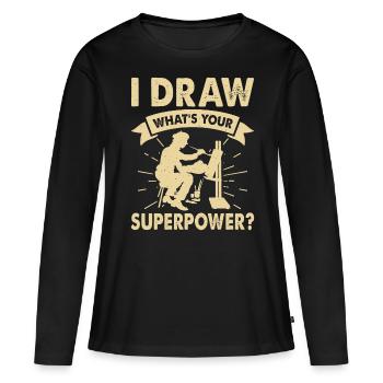 Artiste - T-shirt manches longues Premium bio Femme - noir - Devant - Julia (174cm)