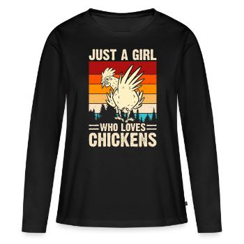Poulets Poulet - T-shirt manches longues Premium bio Femme - noir - Devant - Julia (174cm)