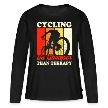 Le cyclisme coûte moins cher que la thérapie - T-shirt manches longues Premium bio Femme - noir - Devant - Julia (174cm)
