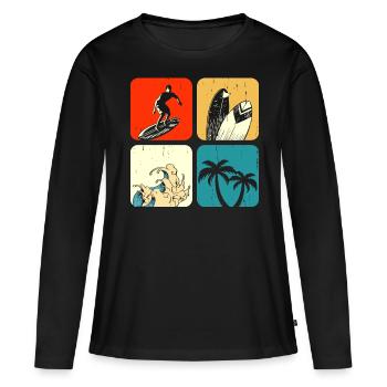 Surfeur - T-shirt manches longues Premium bio Femme - noir - Devant - Julia (174cm)