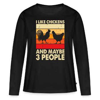 Poulets Poulet - T-shirt manches longues Premium bio Femme - noir - Devant - Julia (174cm)