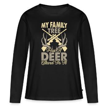 Chasseurs à la poursuite des cerfs à bois - T-shirt manches longues Premium bio Femme - noir - Devant - Julia (174cm)