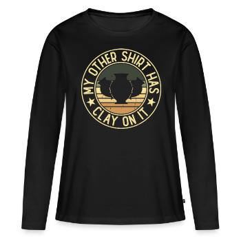 Poterie Poterie Poterie - T-shirt manches longues Premium bio Femme - noir - Devant - Julia (174cm)