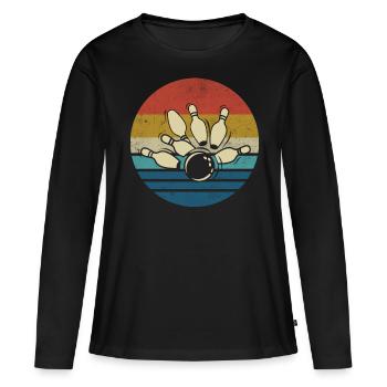 Bowling - T-shirt manches longues Premium bio Femme - noir - Devant - Julia (174cm)
