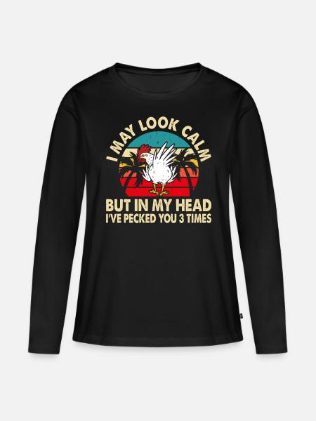 Hühner Huhn - Frauen Premium Bio Langarmshirt - Schwarz