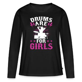 Batterie Batteur Batteur - T-shirt manches longues Premium bio Femme - noir - Devant - Julia (174cm)