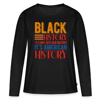 Mois de l’histoire des Noirs Histoire des Noirs - T-shirt manches longues Premium bio Femme - noir - Devant - Julia (174cm)