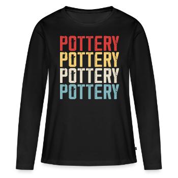Poterie Poterie Poterie - T-shirt manches longues Premium bio Femme - noir - Devant - Julia (174cm)