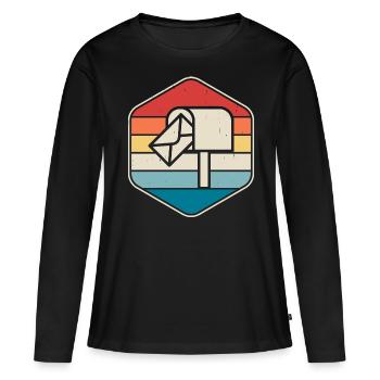 Boîte aux lettres - T-shirt manches longues Premium bio Femme - noir - Devant - Julia (174cm)