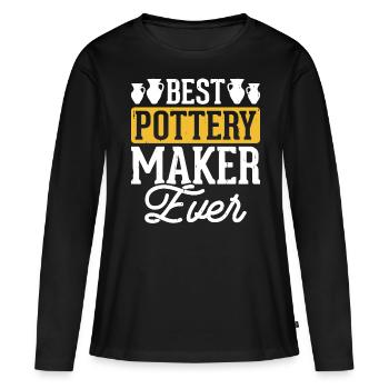 Poterie Poterie Poterie - T-shirt manches longues Premium bio Femme - noir - Devant - Julia (174cm)