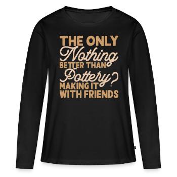 Poterie Poterie Poterie - T-shirt manches longues Premium bio Femme - noir - Devant - Julia (174cm)
