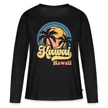 Hawaï - T-shirt manches longues Premium bio Femme - noir - Devant - Julia (174cm)