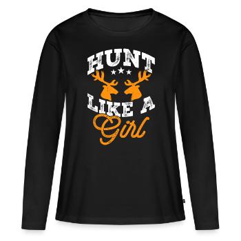 Huntress Hunt - T-shirt manches longues Premium bio Femme - noir - Devant - Julia (174cm)