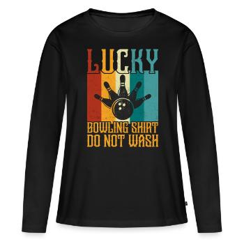 Bowling - T-shirt manches longues Premium bio Femme - noir - Devant - Julia (174cm)