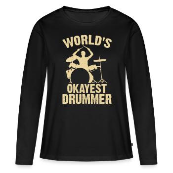 Batterie Batteur Batteur - T-shirt manches longues Premium bio Femme - noir - Devant - Julia (174cm)