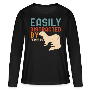 Frettchen - Frauen Premium Bio Langarmshirt - Schwarz - Vorne - Julia (174cm)