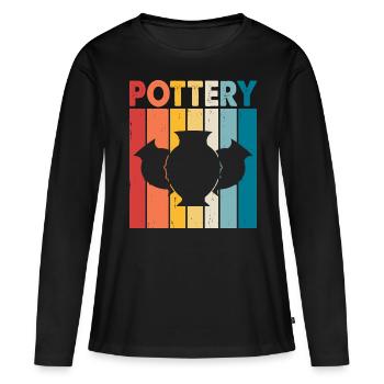 Poterie Poterie Poterie - T-shirt manches longues Premium bio Femme - noir - Devant - Julia (174cm)