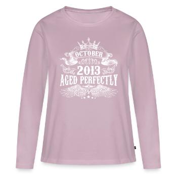 2013 | Oktober 2013 Geburtstag Perfekt gealtert - Frauen Premium Bio Langarmshirt - Altrosa - Vorne - Julia (174cm)