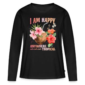 Cocktail de noix de , Hibiscus, Tropiques, Mers du Sud, Dicton - T-shirt manches longues Premium bio Femme - noir - Devant - Julia (174cm)