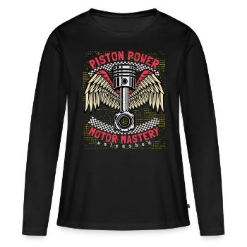 Motorcycle, Biker Saying, Piston, Piston Power - Women's Premium Organic Long Sleeve Shirt - black - Front - Julia (174cm)