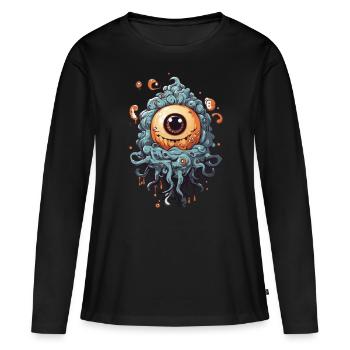 Œil avec tentacules : le point culminant de l’horreur d’Halloween - T-shirt manches longues Premium bio Femme - noir - Devant - Julia (174cm)
