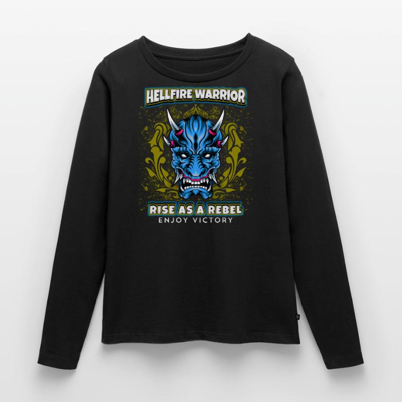 Devil Satan, Hellfire Warrior Saying, Comic Style Women's Premium Organic Long Sleeve Shirt