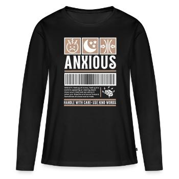 Streetwear anxieux, anxiété Vintage Fashion Label - T-shirt manches longues Premium bio Femme - noir - Devant - Julia (174cm)